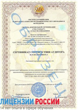 Образец сертификата соответствия аудитора №ST.RU.EXP.00006191-3 Озерск Сертификат ISO 50001